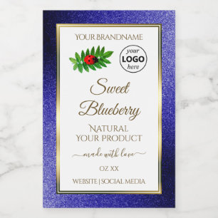 Witte Koninklijk Blauwe Productlabels Lieveheersbe Voedselcontainer Etiket