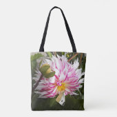 Witte Kool Vlinder op Roze Dahlia Floral Draagtas (Achterkant)