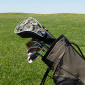 Witte Koortslip Bloemen Golfheadcover (Insitu)