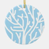 Witte koraal eco-oceaan blauw en wit keramisch ornament (Voorkant)