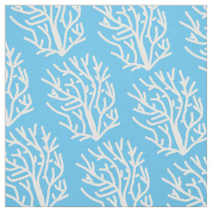 Witte koraal eco-oceaan blauw en wit stof
