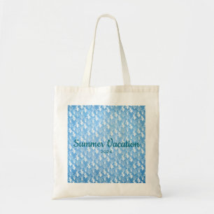 Witte koralen op blauwe achtergrond tote bag