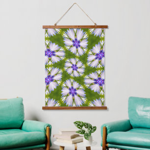 Witte korenbloemen patroon hangend wandkleed