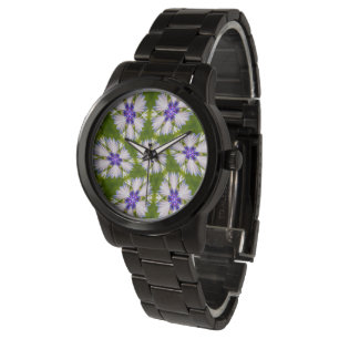 Witte korenbloemen patroon horloge