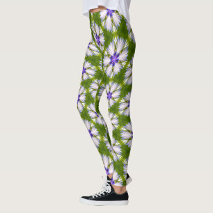 Witte korenbloemen patroon leggings
