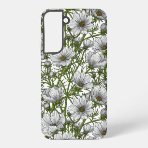 Witte kosmosbloemen samsung galaxy hoesje