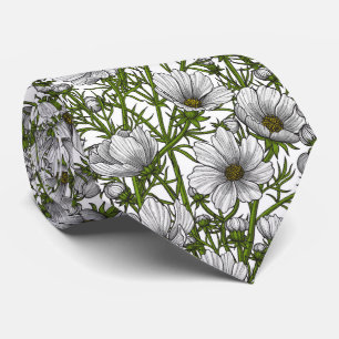 Witte kosmosbloemen stropdas