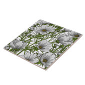 Witte kosmosbloemen tegeltje (Zijkant)