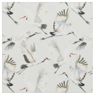 Witte kraanvogel grote vogel lounge chinoiserie Or Stof