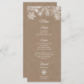 Witte & Kraft Sneeuwvlokken Winter Bruiloft Rackca Menu (Voorkant / Achterkant)