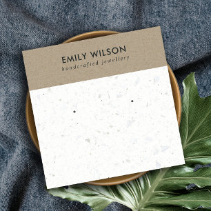 WITTE KRAFT TERRAZZO STUD EARRING DISPLAY CARD VIERKANTE VISITEKAARTJE