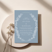Witte  Krans Dusty Blue Wedding Kaart