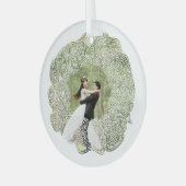 Witte krans foto glas ornament (Voorkant links)