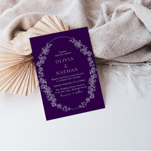 Witte  Krans Paarse bruiloft Kaart