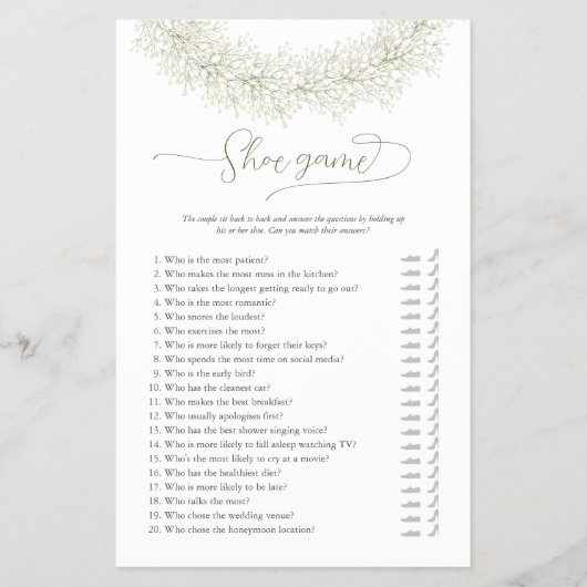Witte Krans Schoen Bruidsbruiloft Spel Flyer (Voorkant)