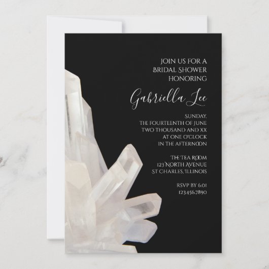 Witte kristallen op zwart Vrijgezellenfeest Kaart (Voorkant)