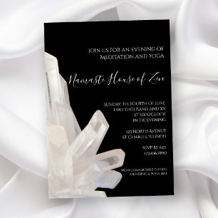 Witte Kristallen op Zwarte Meditatie / Yoga Worksh Kaart