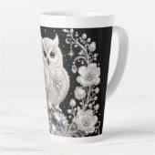 Witte Kristallen Parel Uil Latte Mok (Rechterhoek)