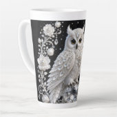 Witte Kristallen Parel Uil Latte Mok (Linkerhoek)