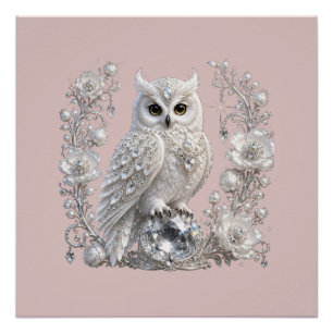 Witte Kristallen Parel Uil Perfect Poster
