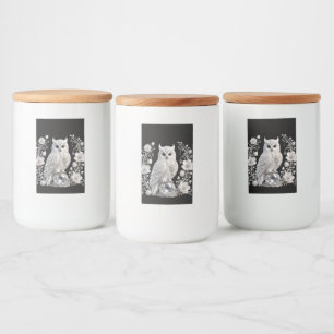 Witte Kristallen Parel Uil Voedselcontainer Etiket