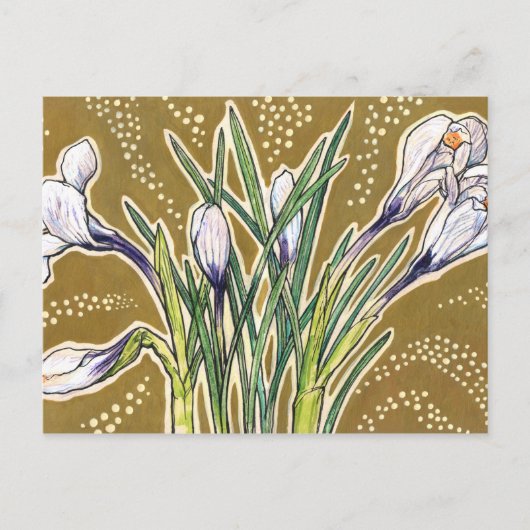 Witte krokussen Tuin Bloemen Botanische Flora Kuns Briefkaart (Voorkant)