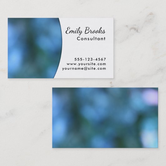 Witte Kromme over Blauw Afbeelding; Uniek Ontwerp Visitekaartje (Voorkant / Achterkant)