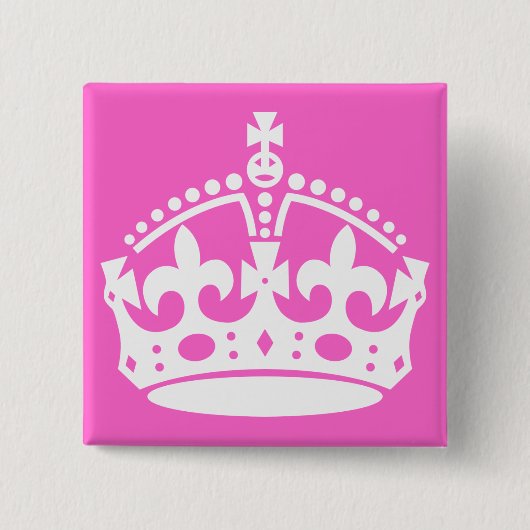 Witte kroonButton Vierkante Button 5,1 Cm (Voorkant)