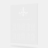 Witte kroonluchter bruiloft zitkaart acryl bord (Hoek)