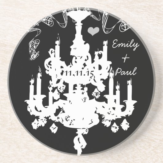 Witte kroonluchter Kies achtergrondkleur Zandsteen Onderzetter (Voorkant)