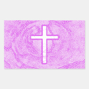 WITTE KROS, AANGEZIEN IN PINK RECHTHOEKIGE STICKER