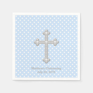 Witte Kruis Blauwe Christening Servetten