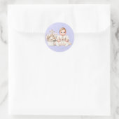 Witte Kruis Cupcake met Meisje Doop Ronde Sticker (Tas)