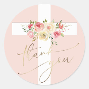 witte kruis Dank je Classic Ronde Sticker