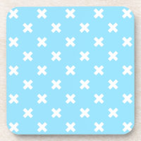 Witte kruisstiften op babyblauw