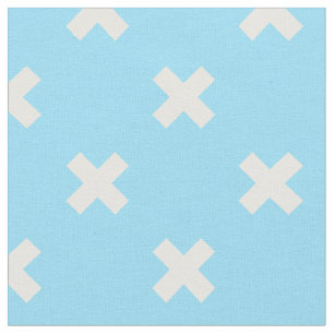 Witte kruisstiften op babyblauw stof