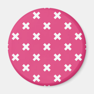 Witte kruisstiften op fuchsia magneet