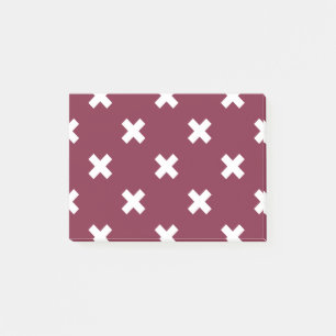 Witte kruisstiften op moerbei post-it® notes