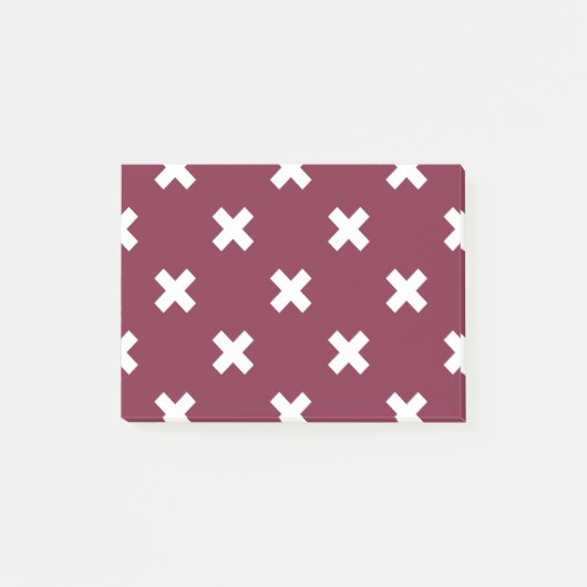 Witte kruisstiften op moerbei post-it® notes (Voorkant)