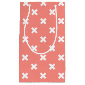 Witte kruisstiften op perziken klein cadeauzakje (Voorkant)