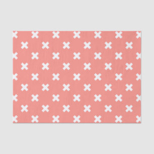Witte kruisstiften op perziken tissuepapier
