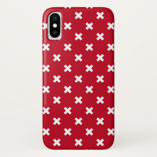 Witte kruisstiften op rood iPhone x hoesje