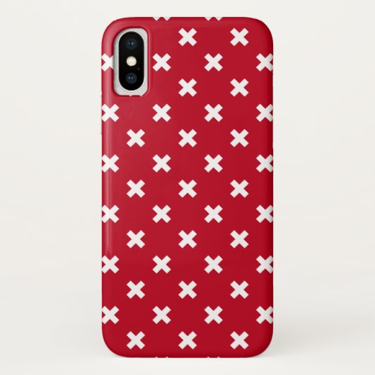Witte kruisstiften op rood Case-Mate iPhone case (Achterkant)