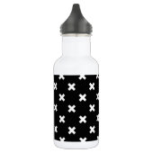 Witte kruisstiften op zwart waterfles  (Links)