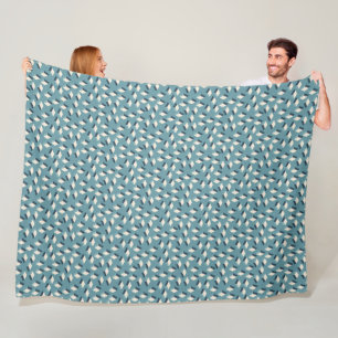 witte kubussen en schaduwen op een turquoise achte fleece deken
