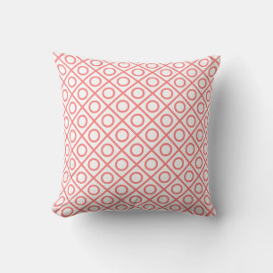 Witte kussen met roze lijnen, vierkanten,