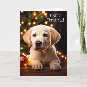 Witte Labrador Puppy Hond Kerst Kaart