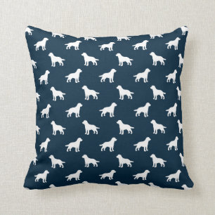 Witte Labradorsilhouetten op marineblauw Kussen