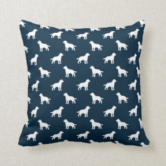 Witte Labradorsilhouetten op marineblauw Kussen