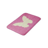 Witte lace Butterfly on roze glitter Bath Mat (Gekanteld)
